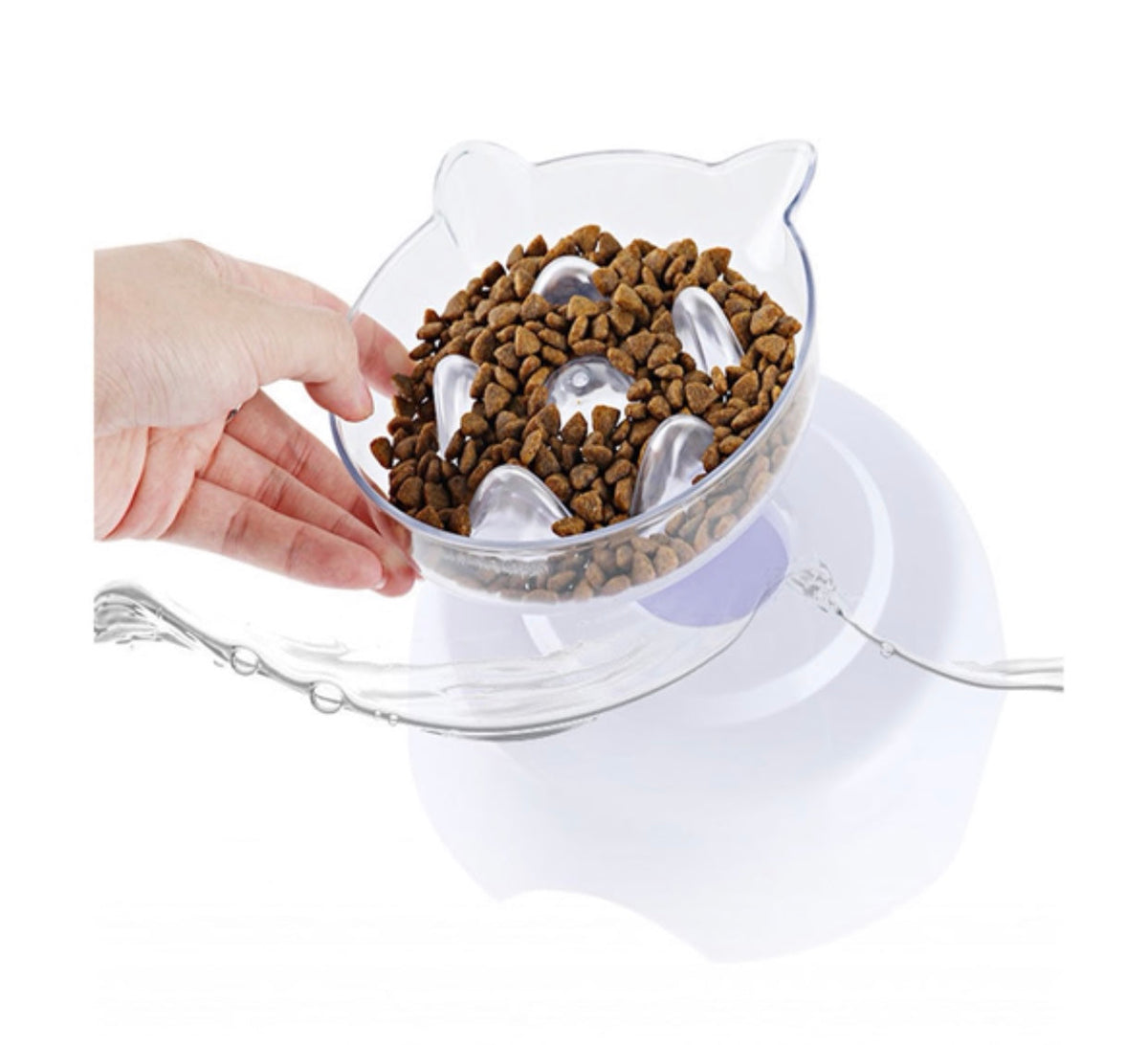 2-in-1 Elevated Cat Bowl & Slow Feeder