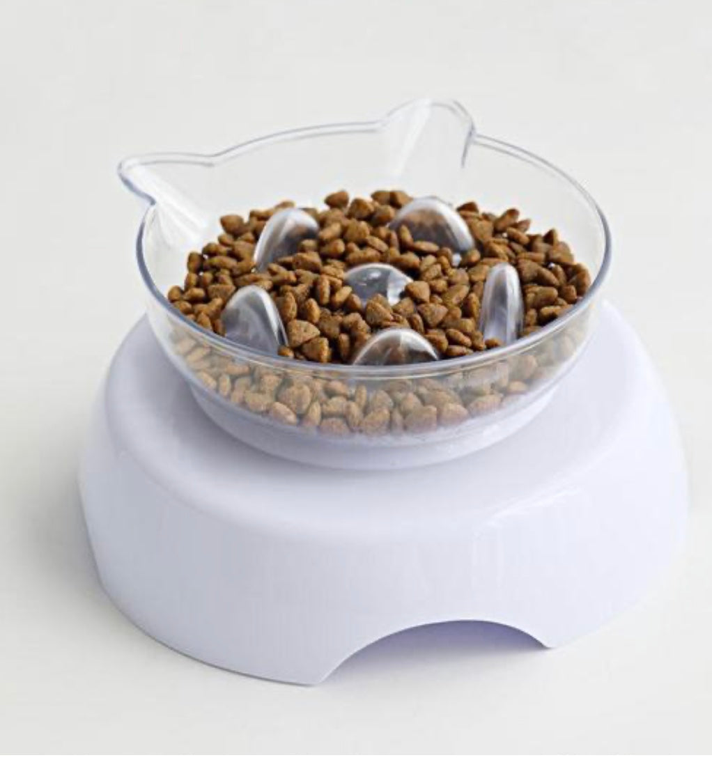 2-in-1 Elevated Cat Bowl & Slow Feeder