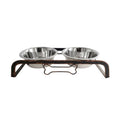 Rustic Elevated Double Dog Bowl Stand