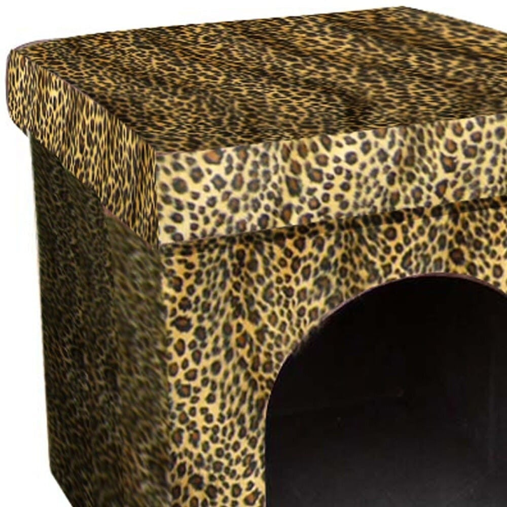 Cheetah Print Folding Pet House & Bed – folded view