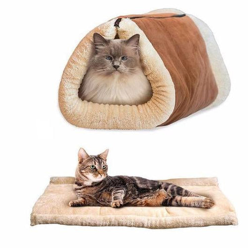 2-in-1 Cozy Cat Bed & Play Tunnel