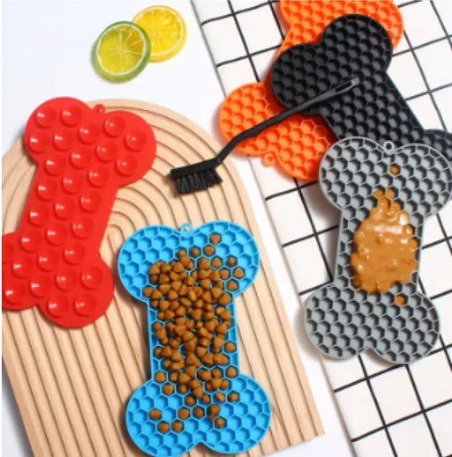 Bone-Shaped Silicone Lick & Slow-Feed Mat