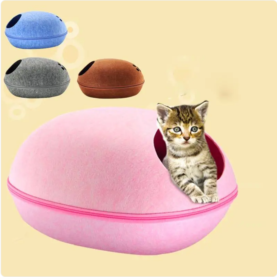 Cozy Eggshell Cat Bed