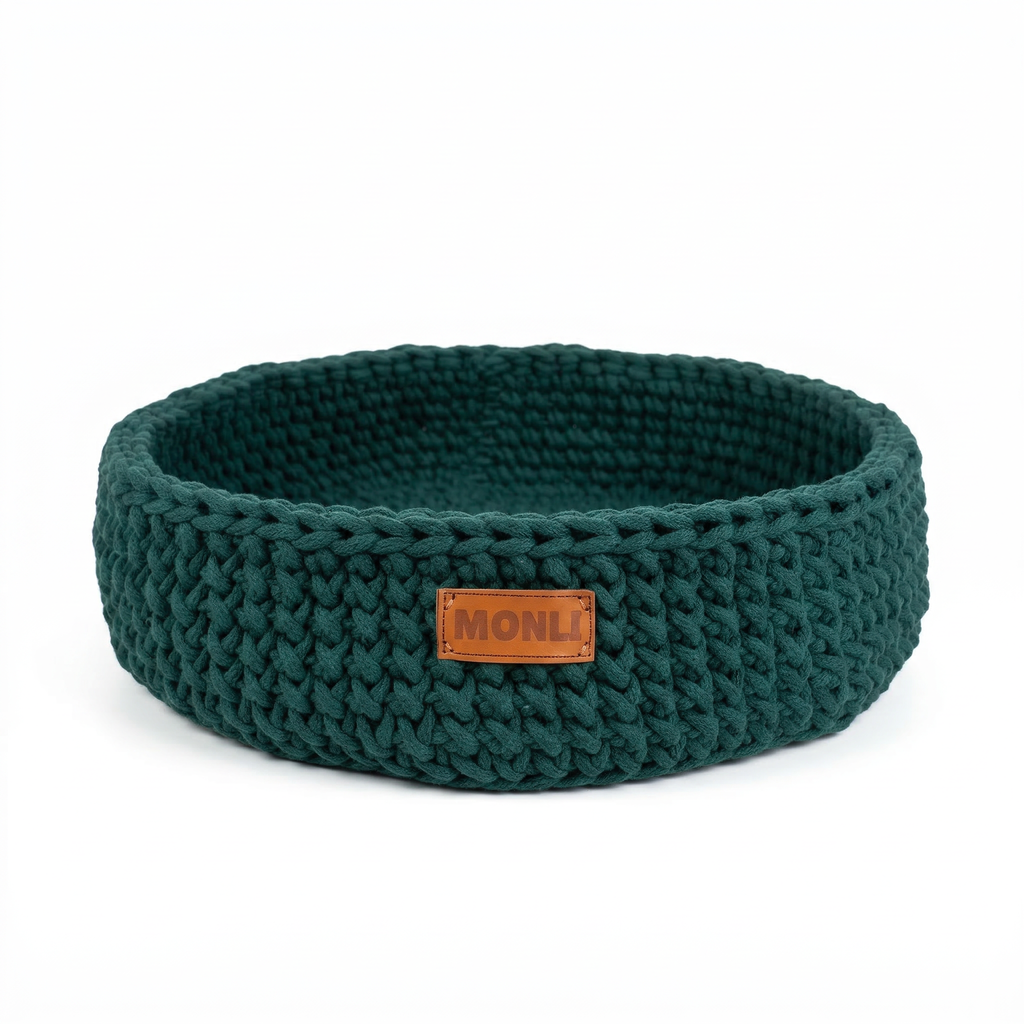 Handcrafted Cotton Pet Bed – Forest Green