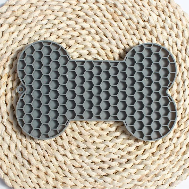 Bone-Shaped Silicone Lick & Slow-Feed Mat