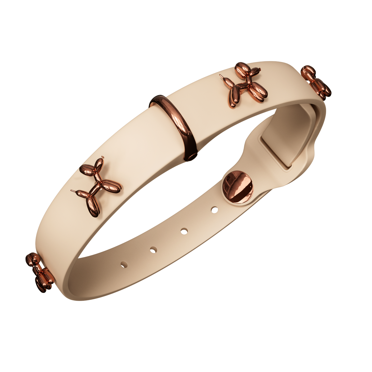 Beige Adjustable Dog Collar – product view